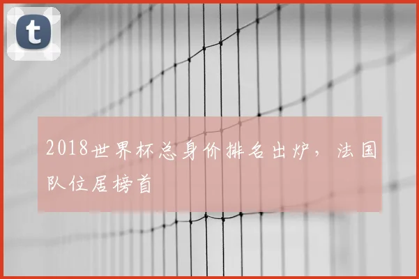 2018世界杯总身价排名出炉,法国队位居榜首